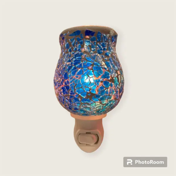 Brûleur de cire mural mosaïque bleu océan