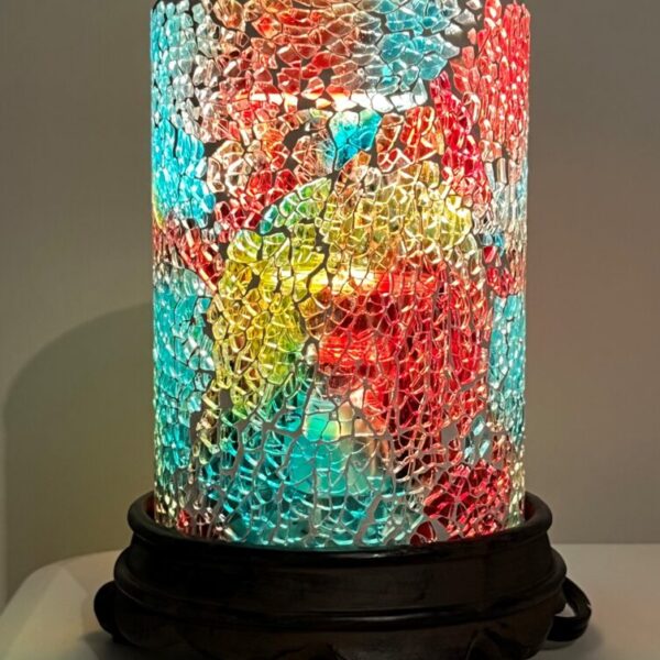 Brûleur de cire en mosaïque de verre multicolore