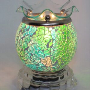 Brûleur de cire mosaïque de verre bleu et vert