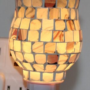 Brûleur de cire mural mosaïque de verre carré bleu